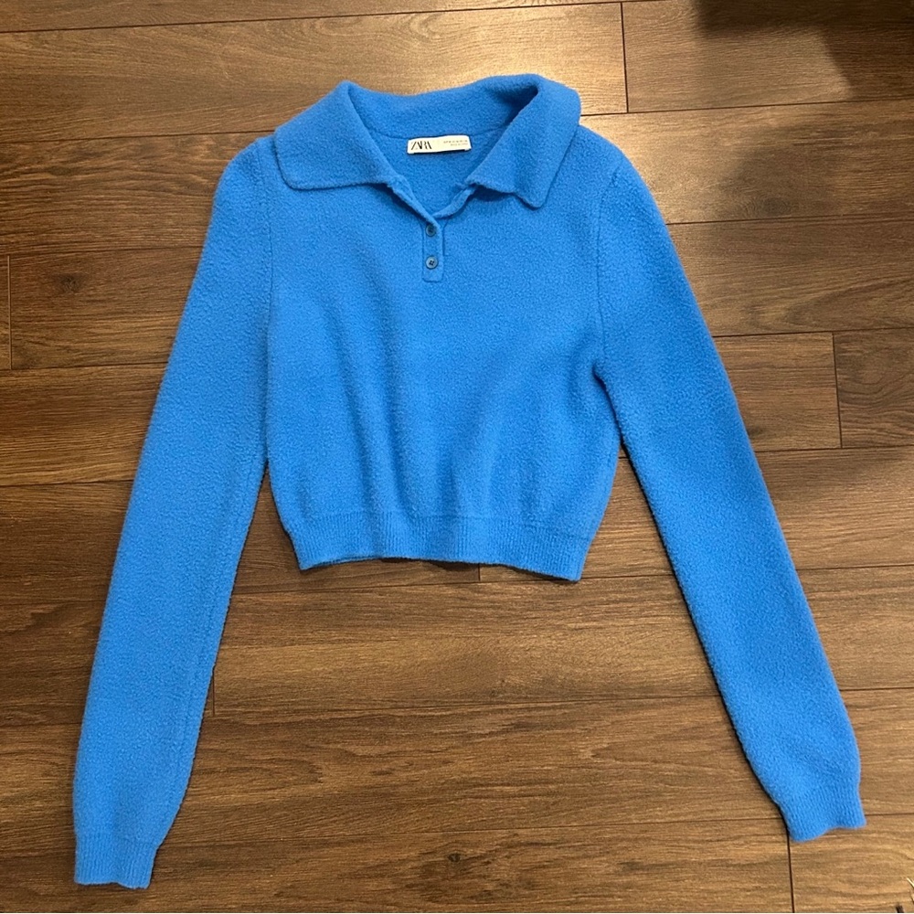 ZARA Blue Cropped Sweater